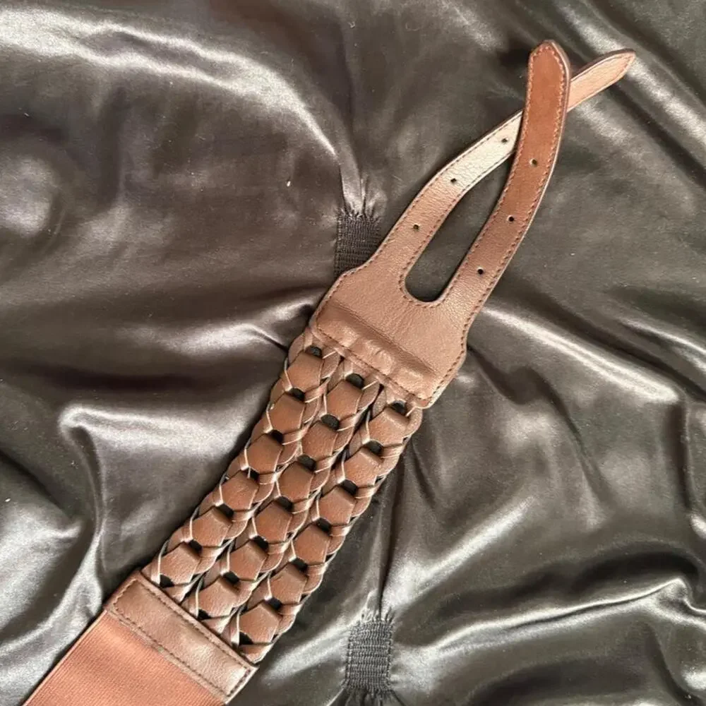 Brown leather waist belt